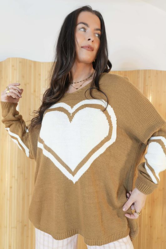 Beatrix Heart Slouch Knit Camel - **